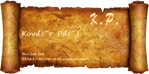 Kovár Pál névjegykártya